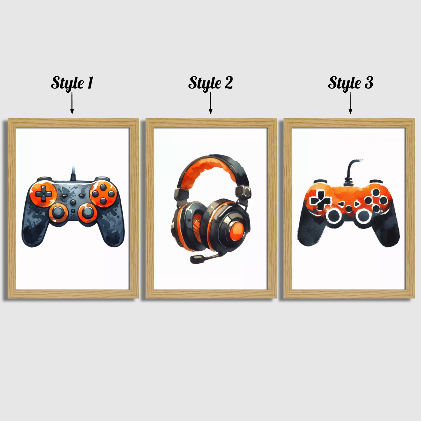 Orange Gaming Print Set