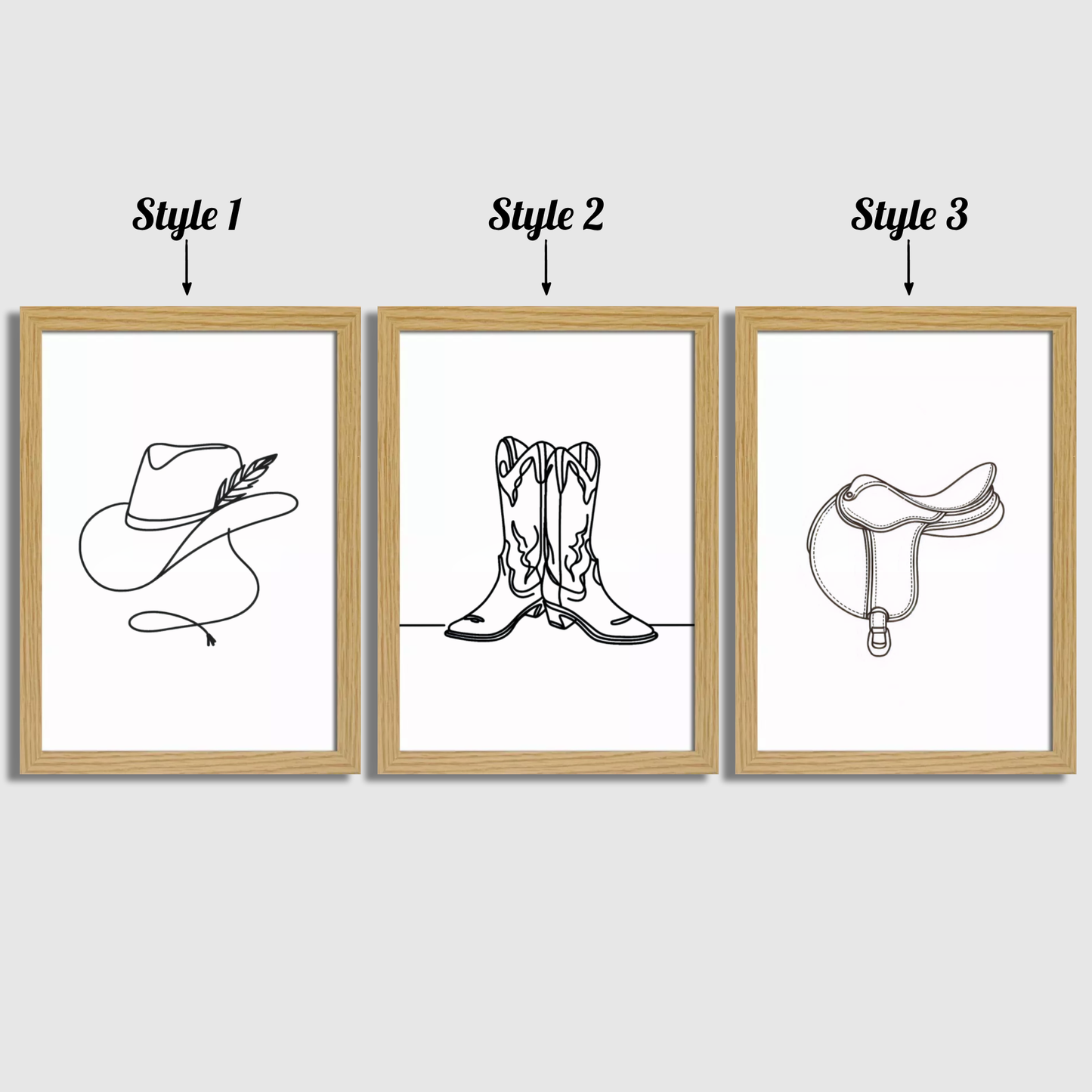 Cow Girl Line Art Print Set