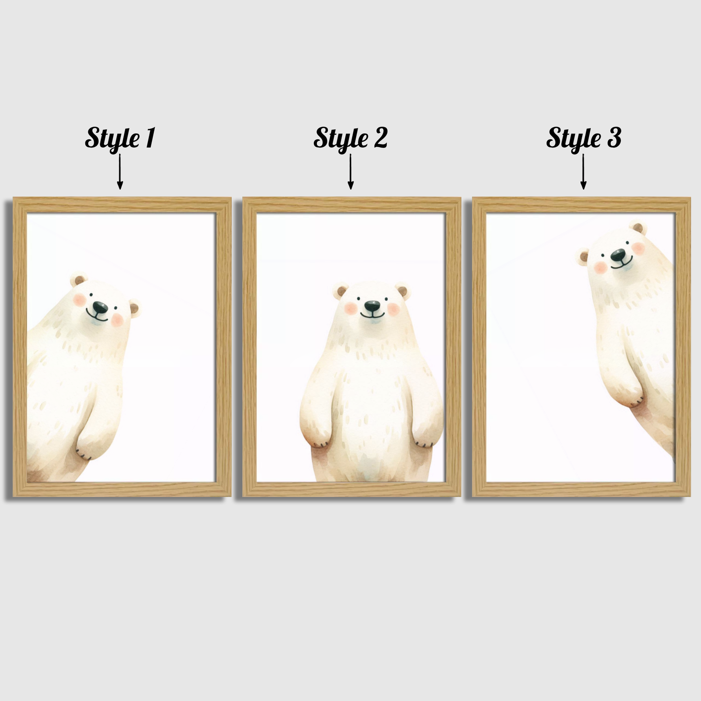 Peeking Polar Bear Print Set