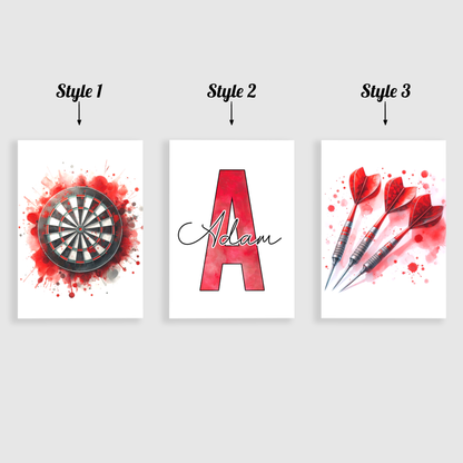 Red Personalised Darts Print Set