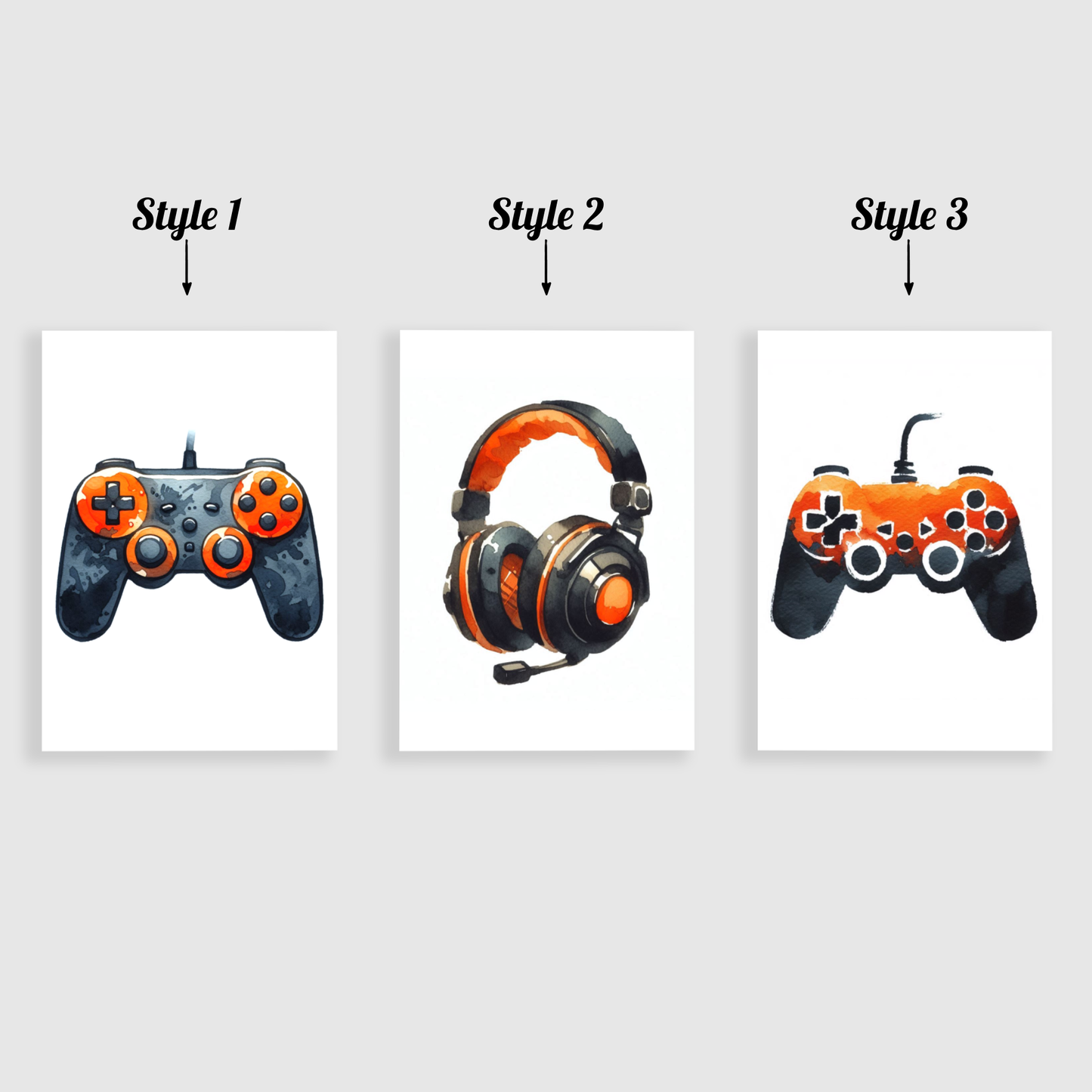 Orange Gaming Print Set