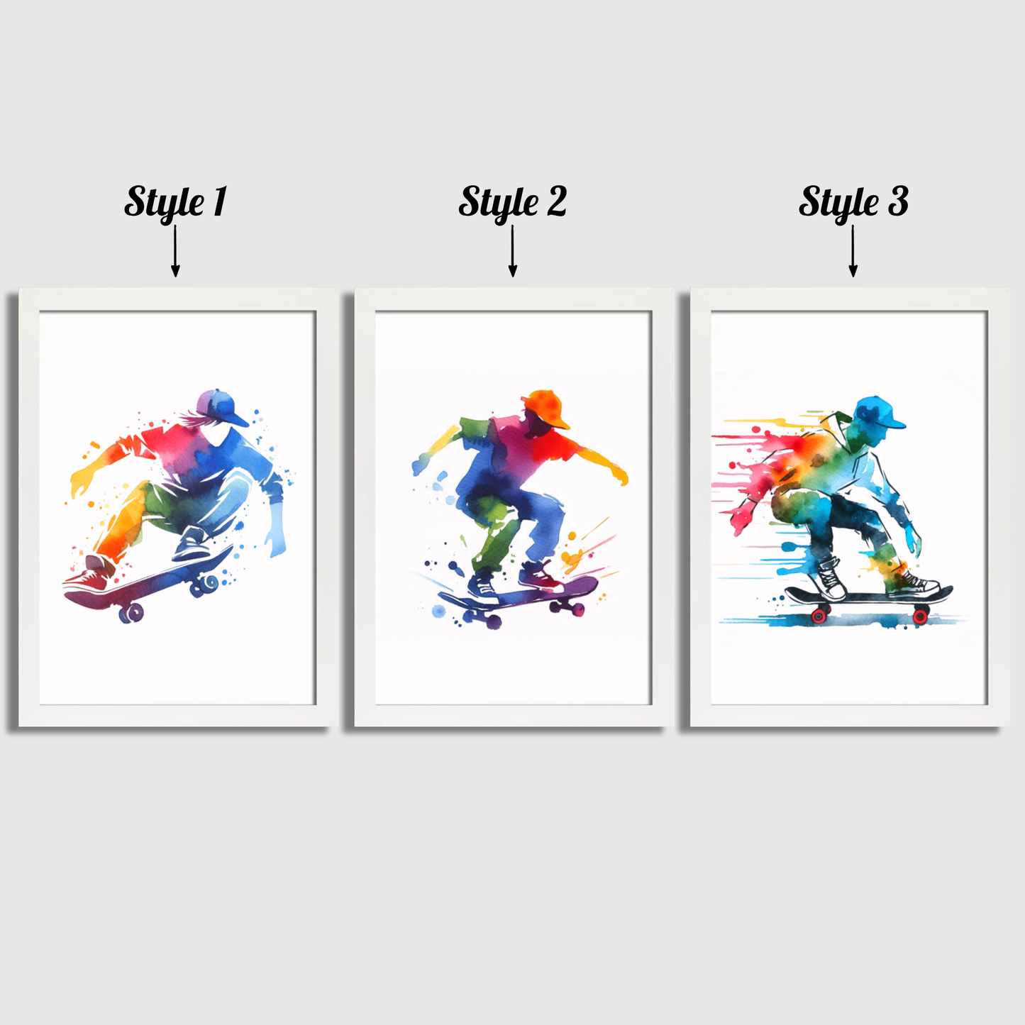 Multicoloured Skateboarding Print Set