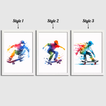 Multicoloured Skateboarding Print Set