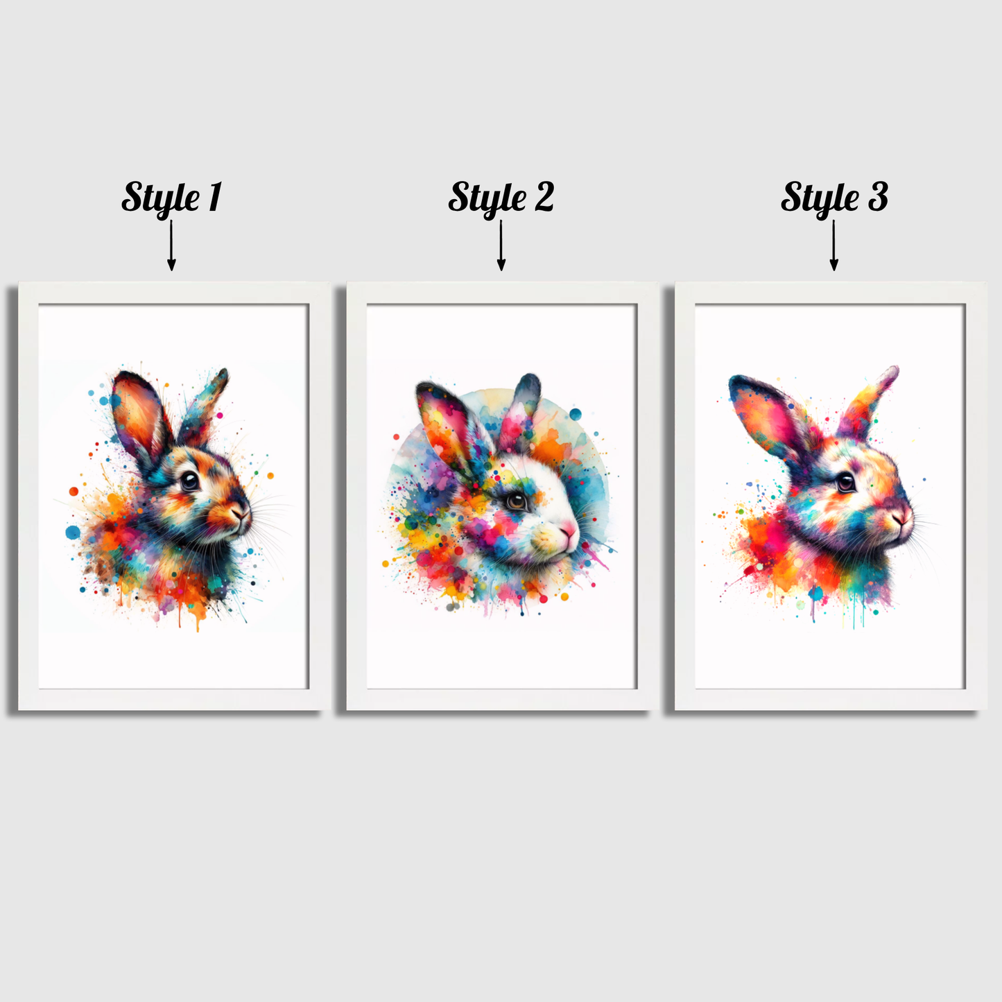 Colourful Rabbit Print Set