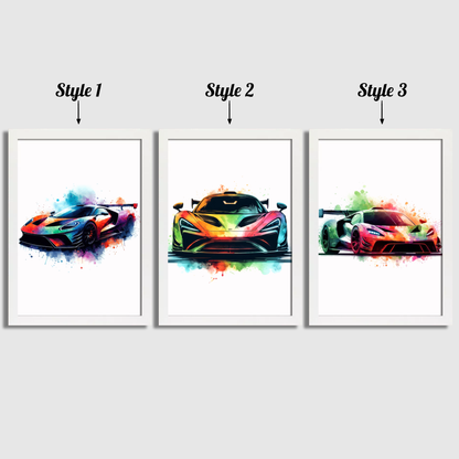 Multicoloured Car Print Set
