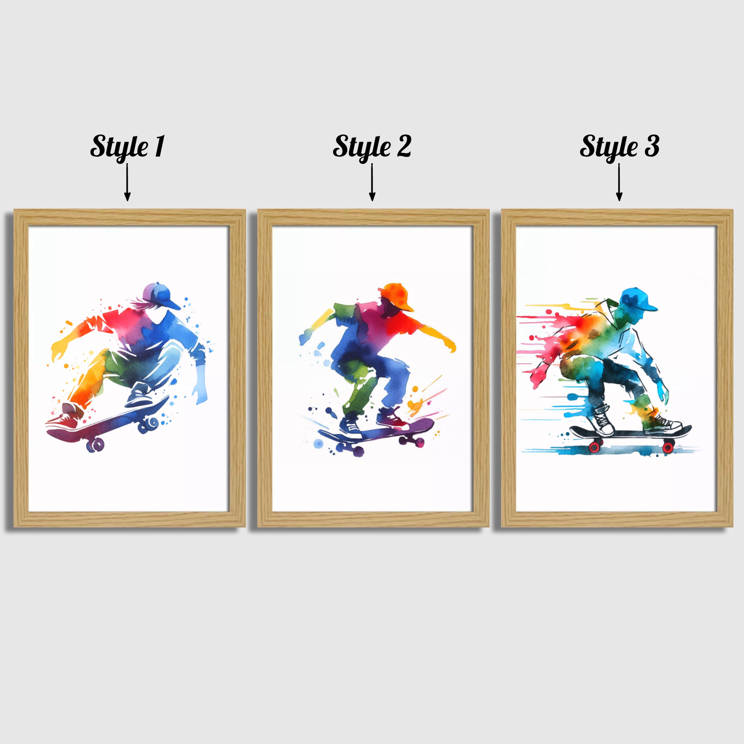 Multicoloured Skateboarding Print Set