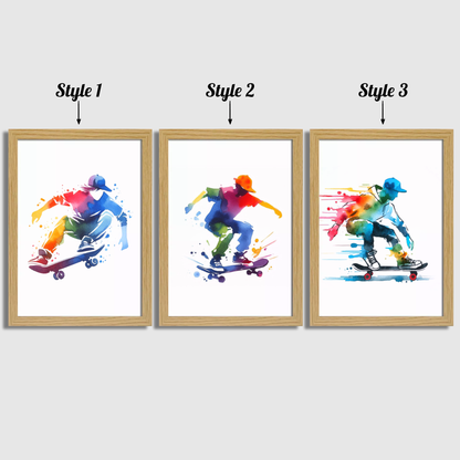 Multicoloured Skateboarding Print Set