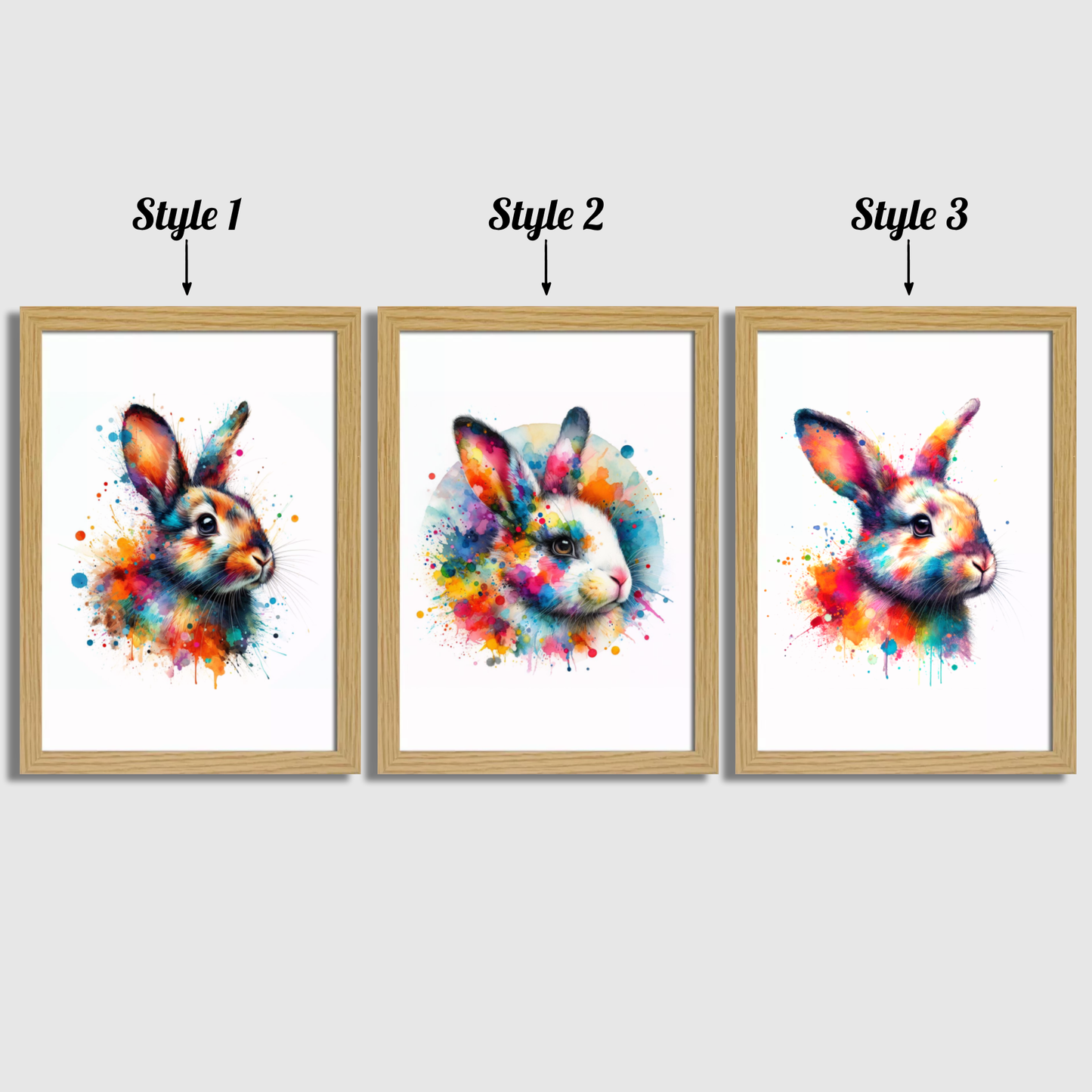 Colourful Rabbit Print Set