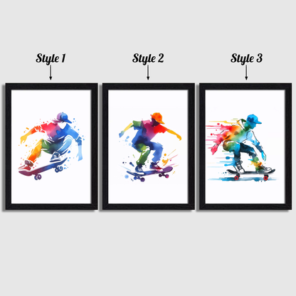 Multicoloured Skateboarding Print Set