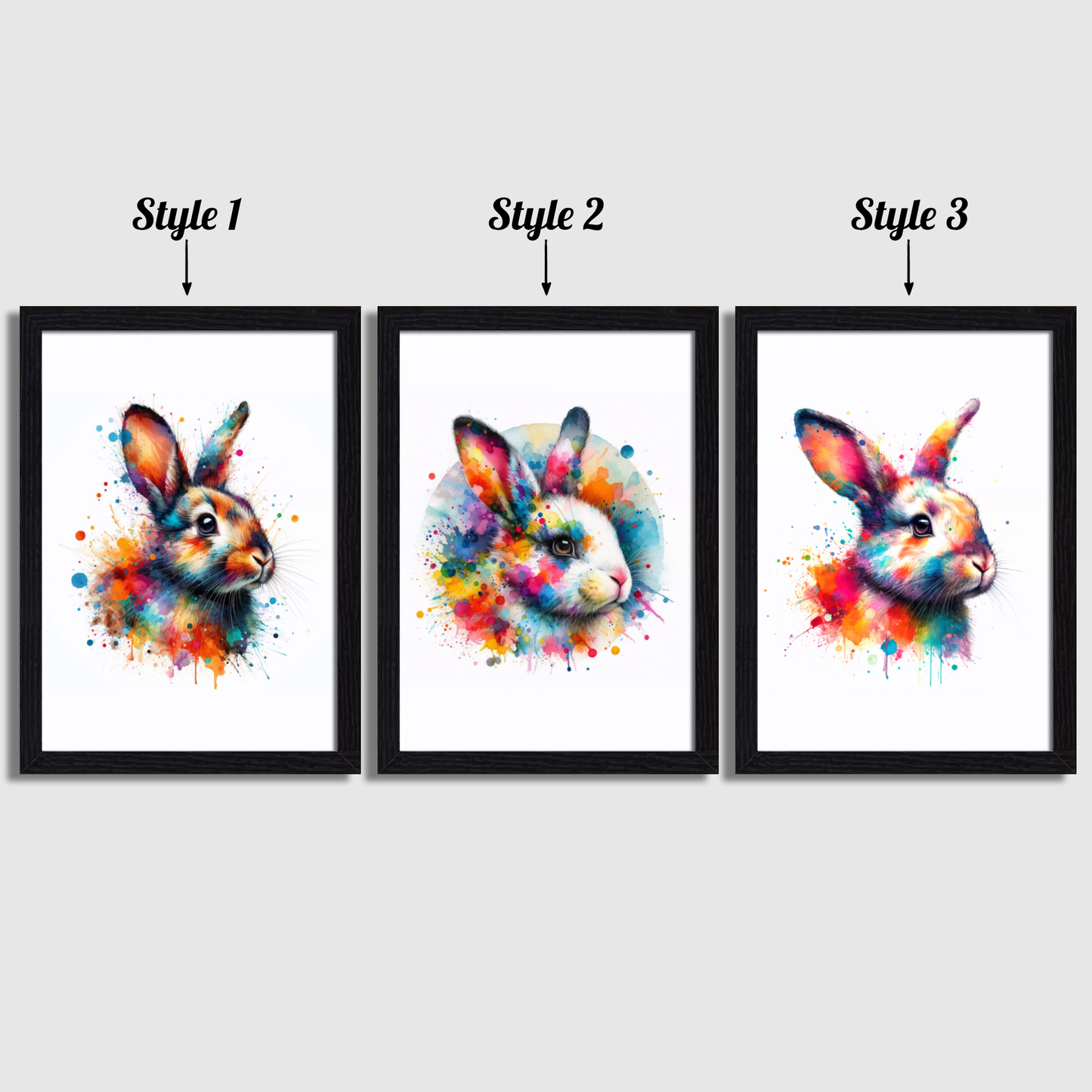 Colourful Rabbit Print Set