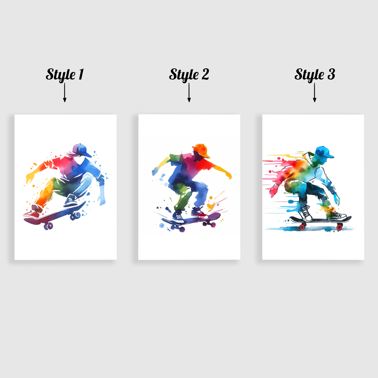 Multicoloured Skateboarding Print Set