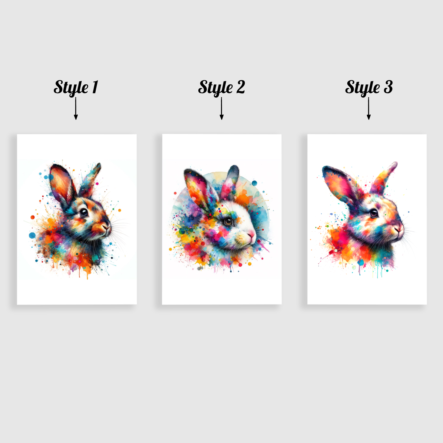 Colourful Rabbit Print Set