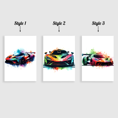 Multicoloured Car Print Set