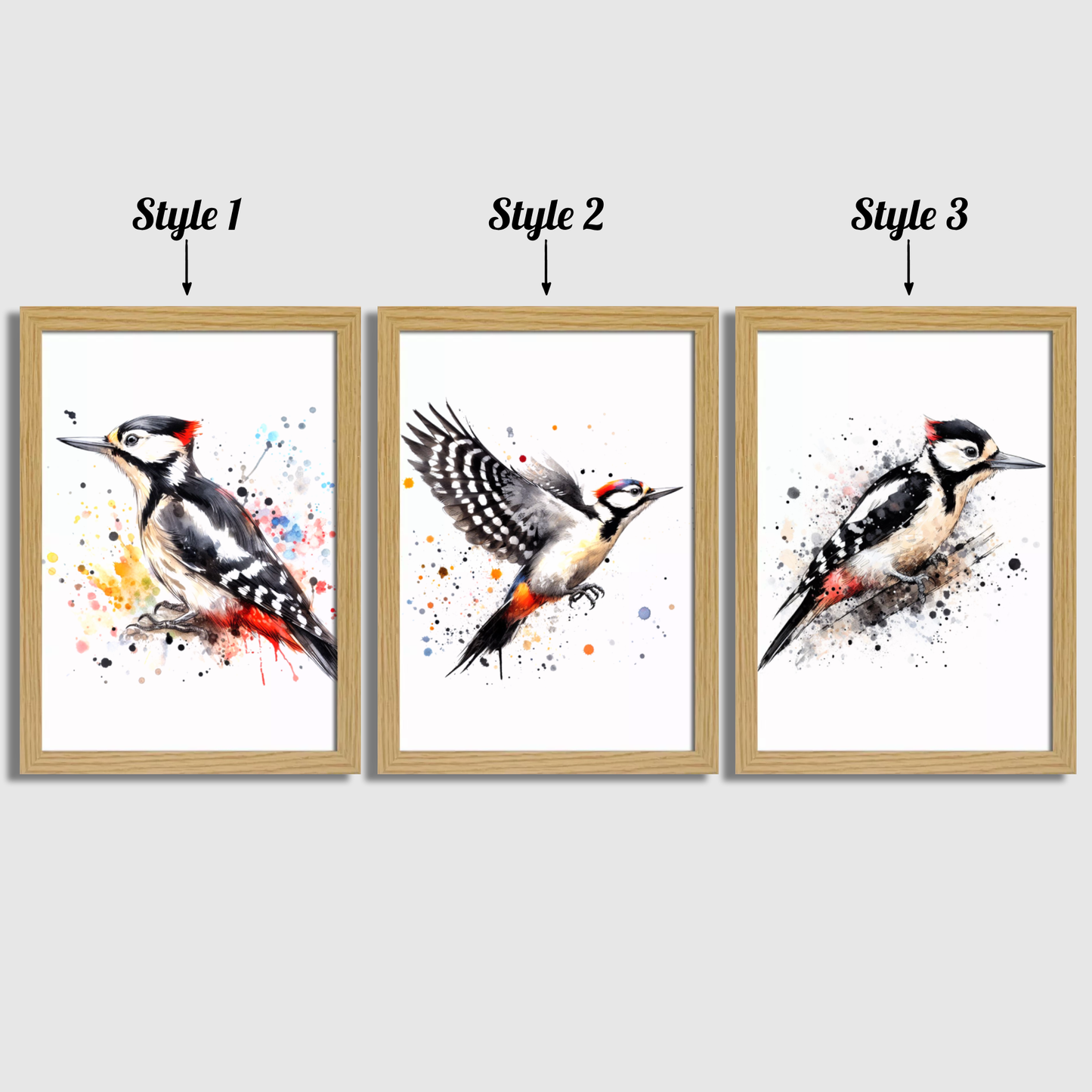 Watercolour Woodpecker Print Set