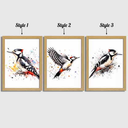 Watercolour Woodpecker Print Set