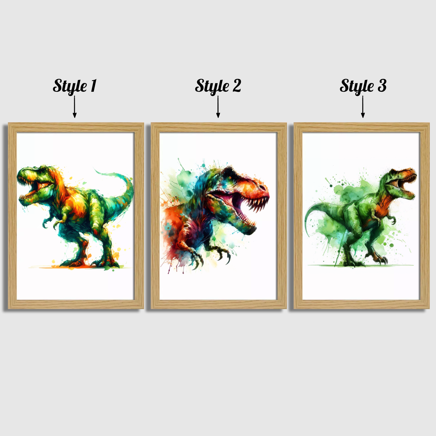 Watercolour Dinosaur Print Set