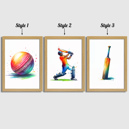 Watercolour Cricket Print Set