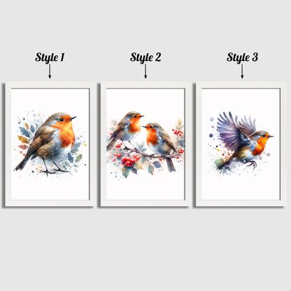 Watercolour Robin Print Set
