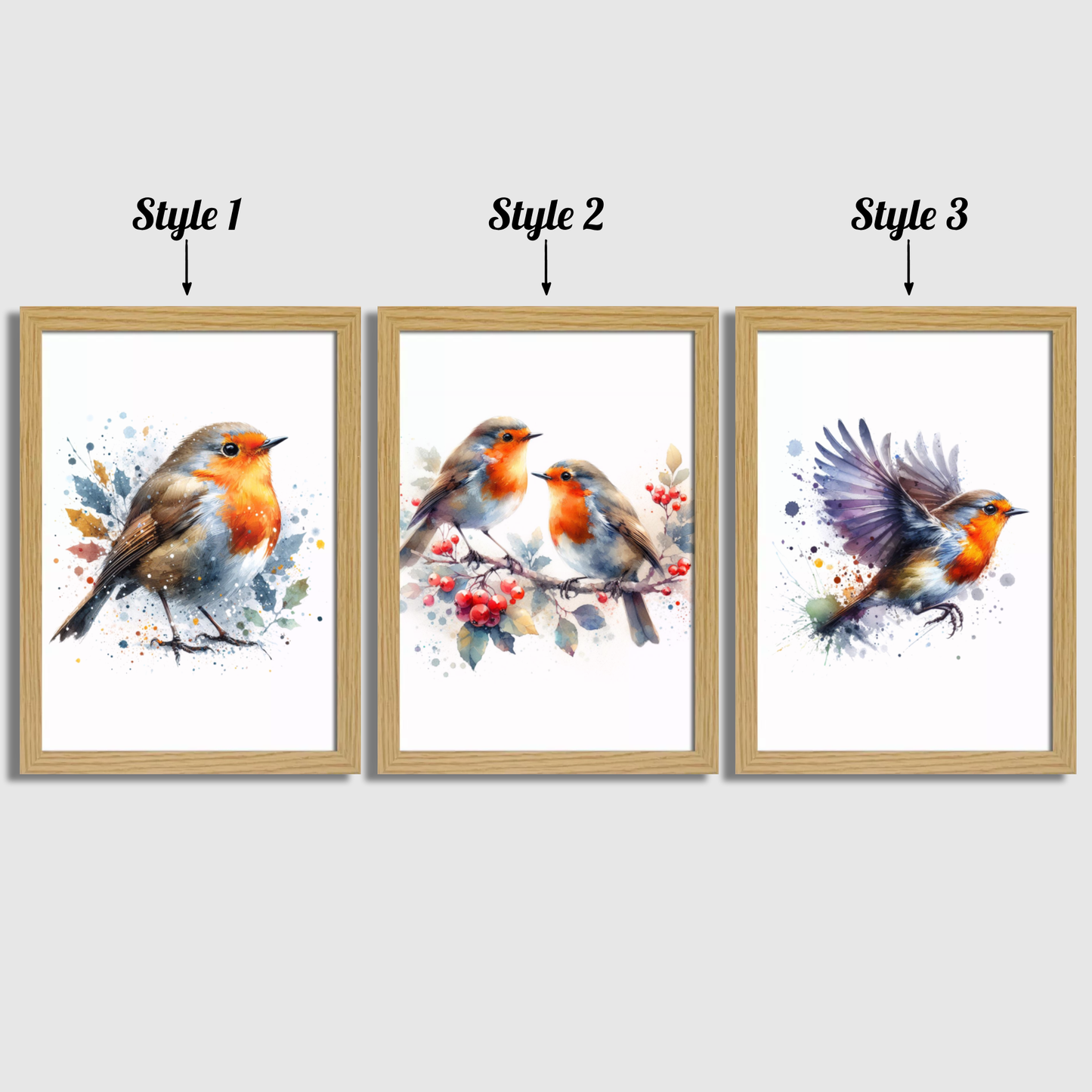 Watercolour Robin Print Set