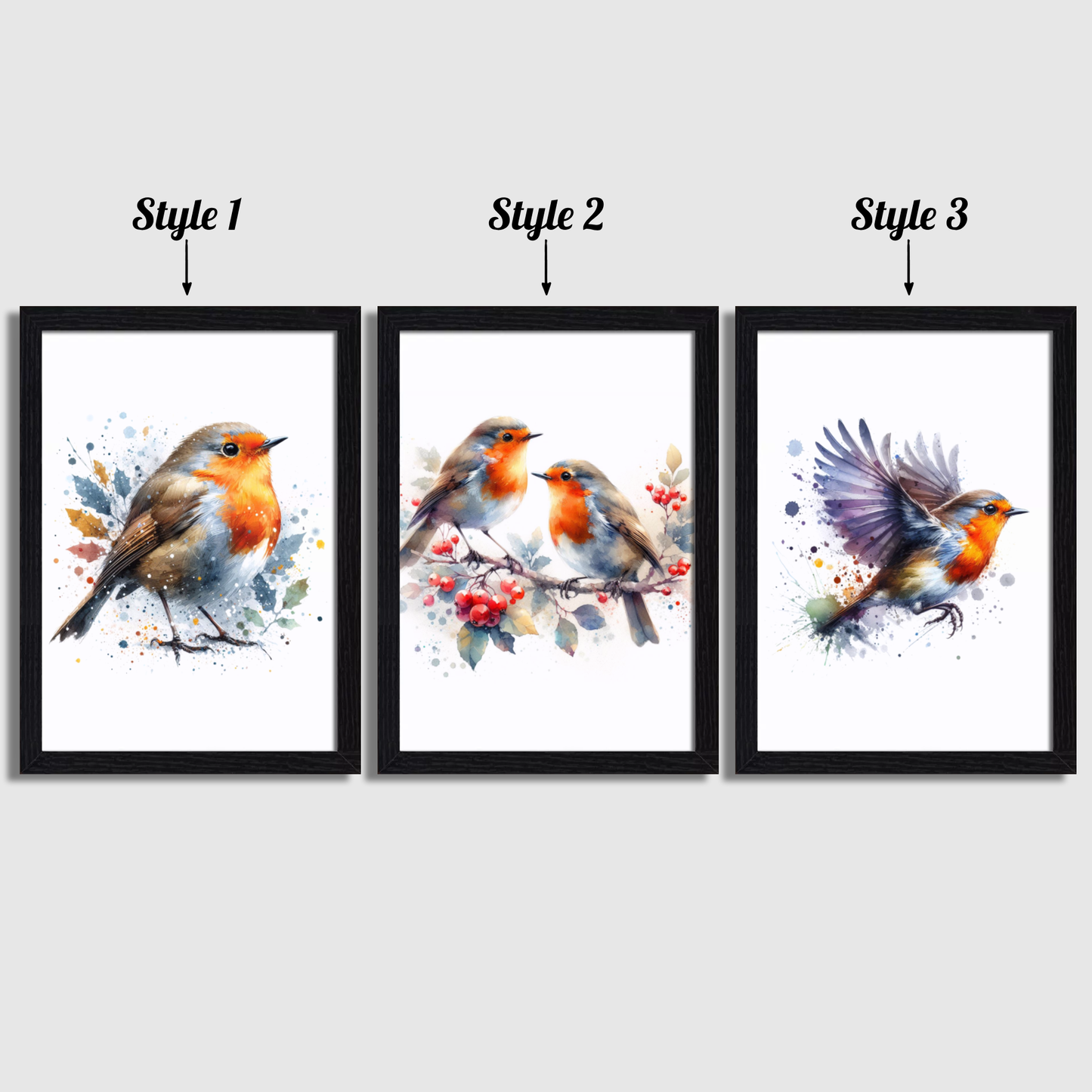 Watercolour Robin Print Set