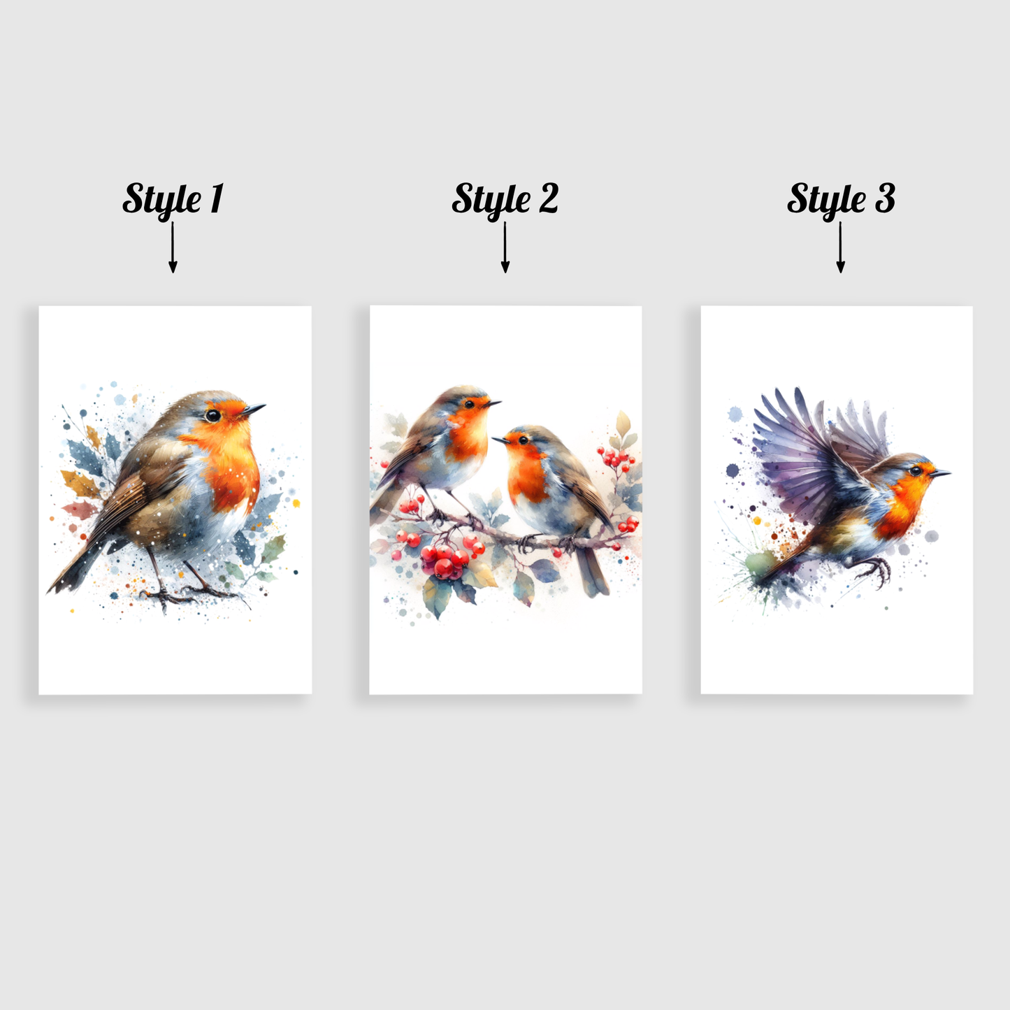 Watercolour Robin Print Set
