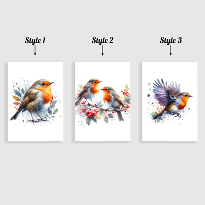 Watercolour Robin Print Set