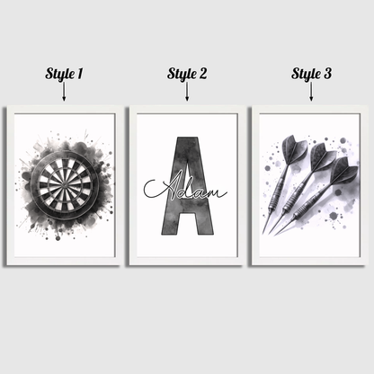 Black Personalised Darts Print Set