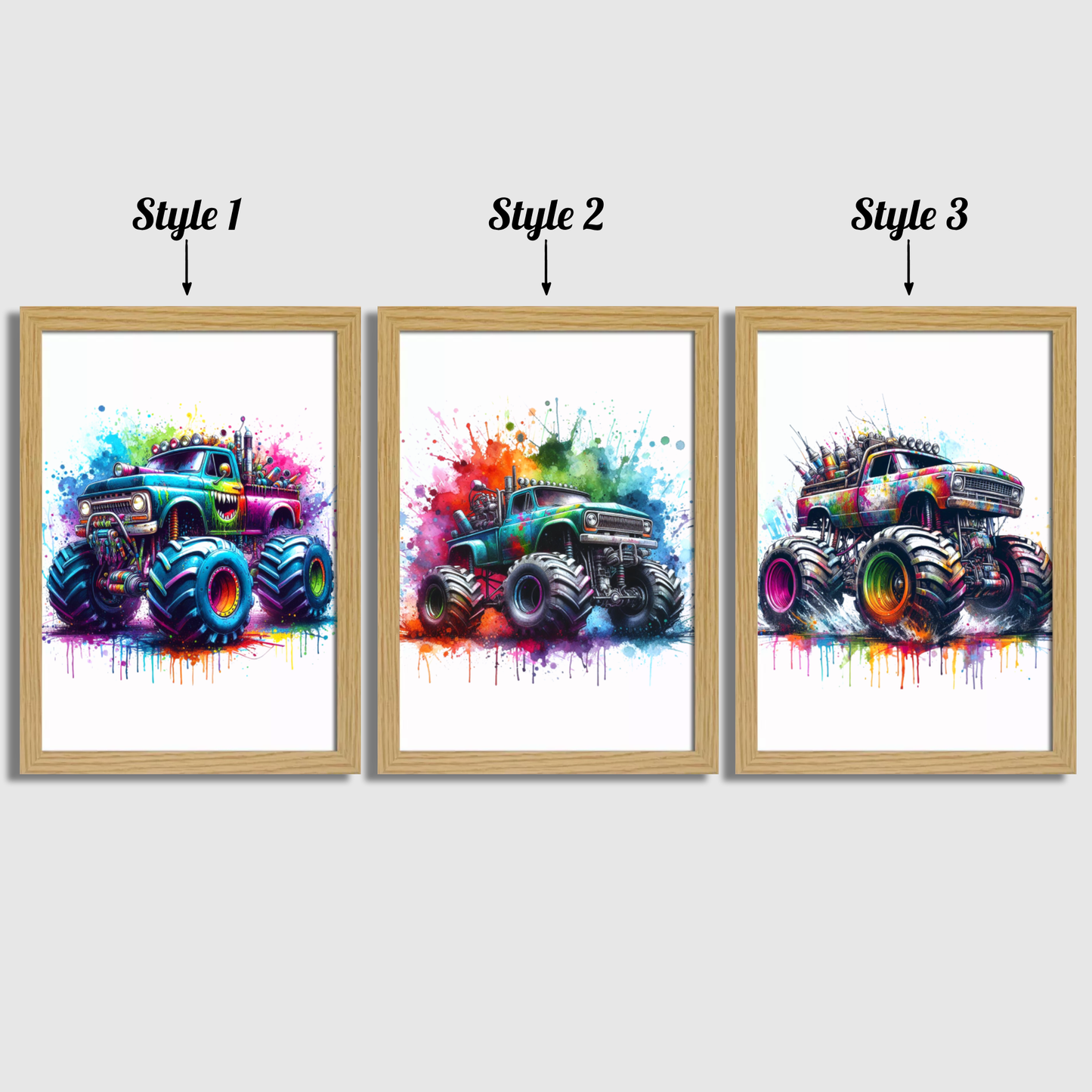 Colourful Monster Truck Print Set