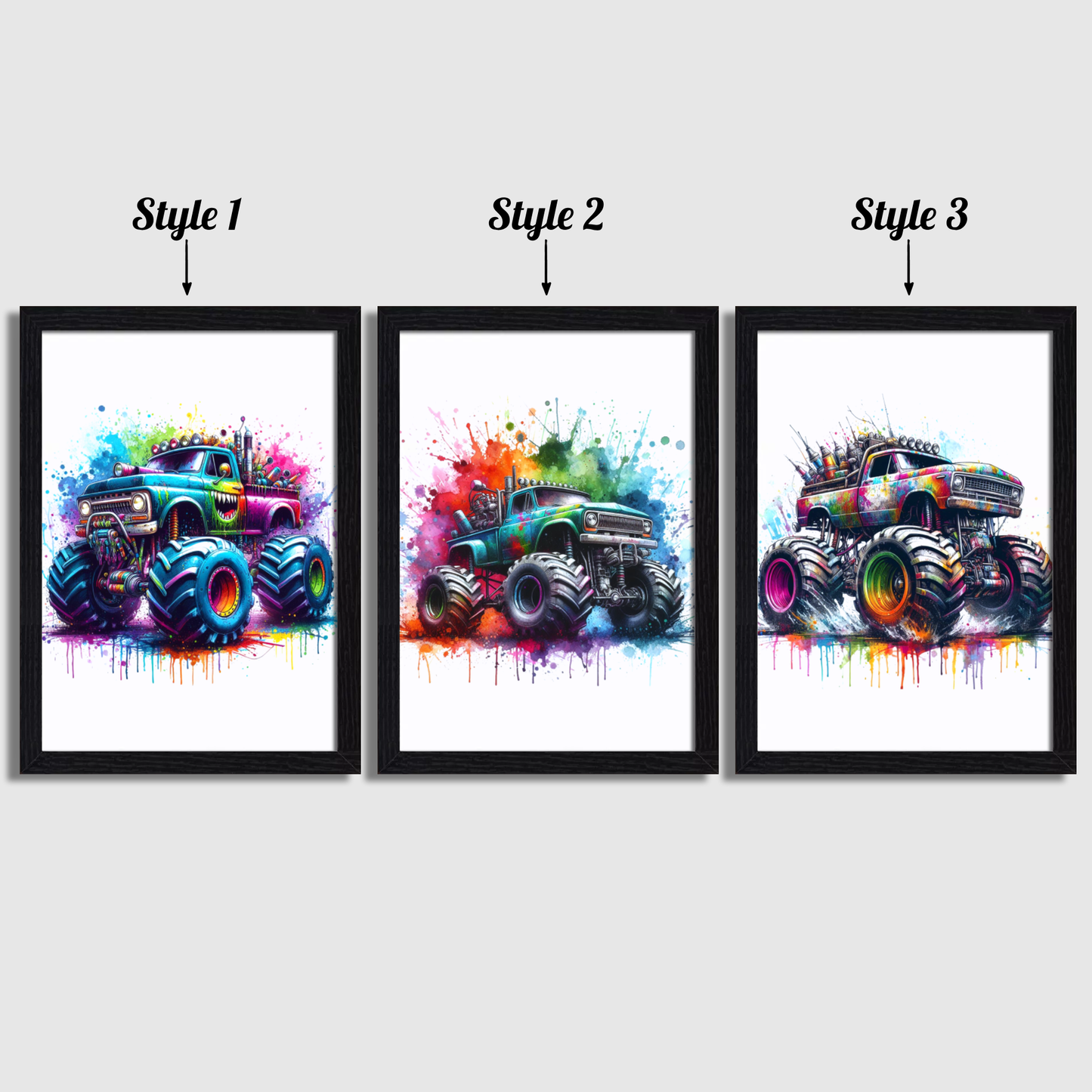 Colourful Monster Truck Print Set