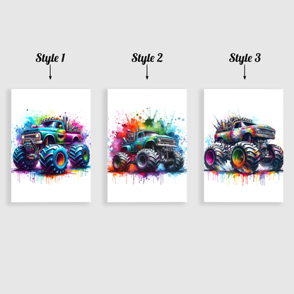Colourful Monster Truck Print Set