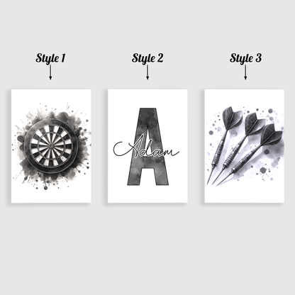 Black Personalised Darts Print Set