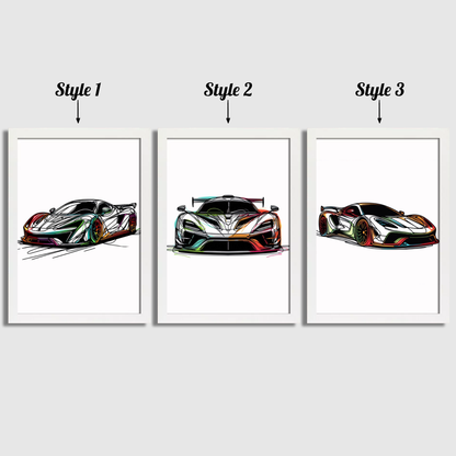 Colourful Car Print Set