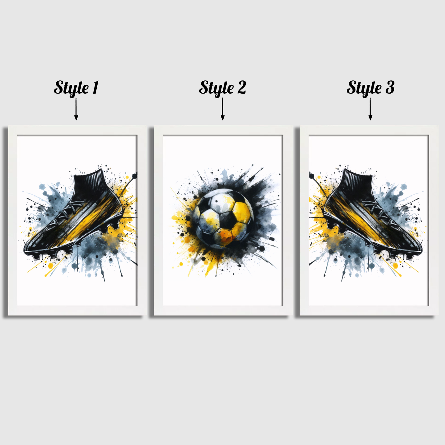 Black & Yellow Football Print Set