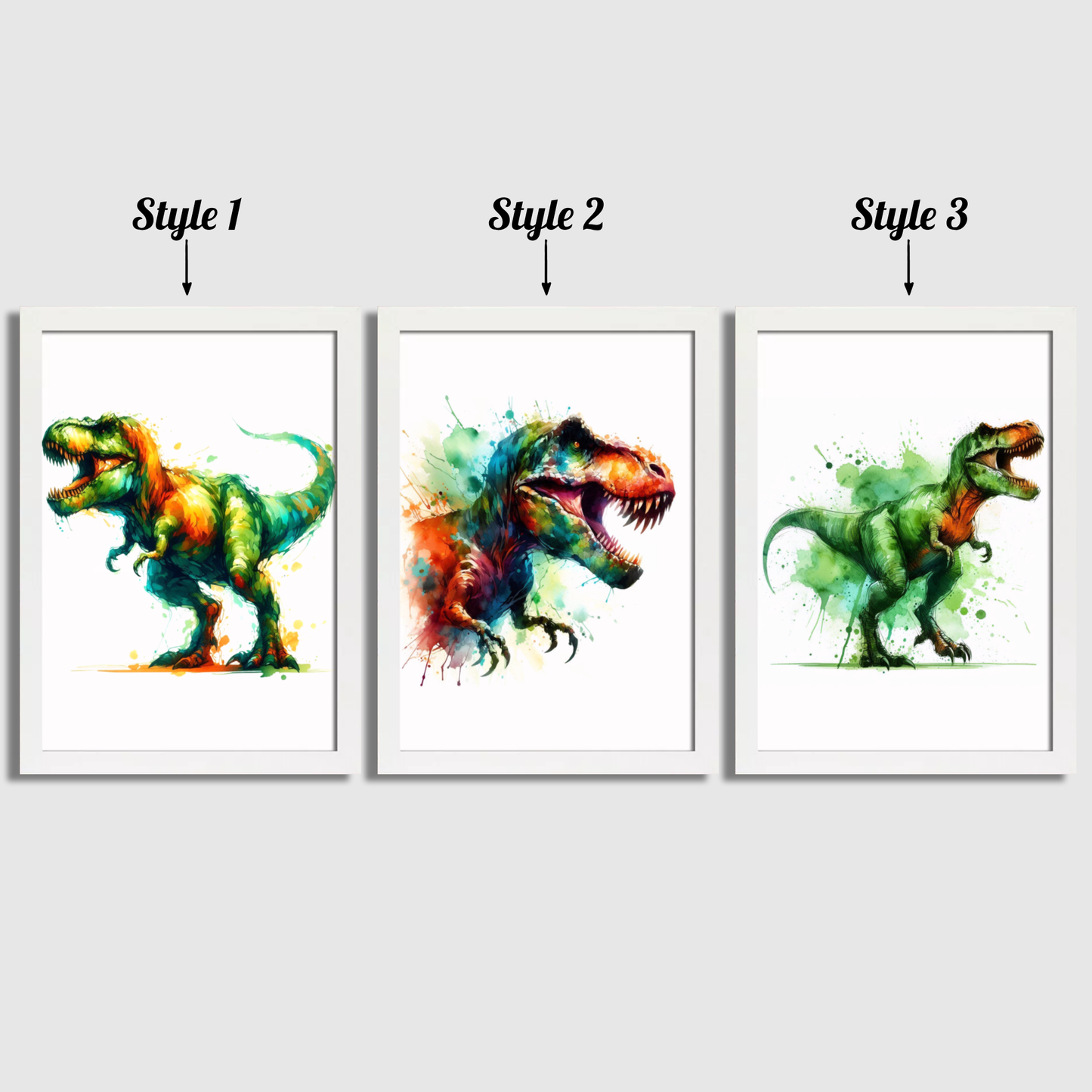 Watercolour Dinosaur Print Set