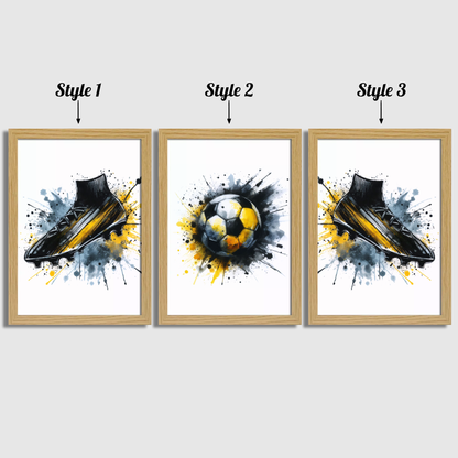 Black & Yellow Football Print Set