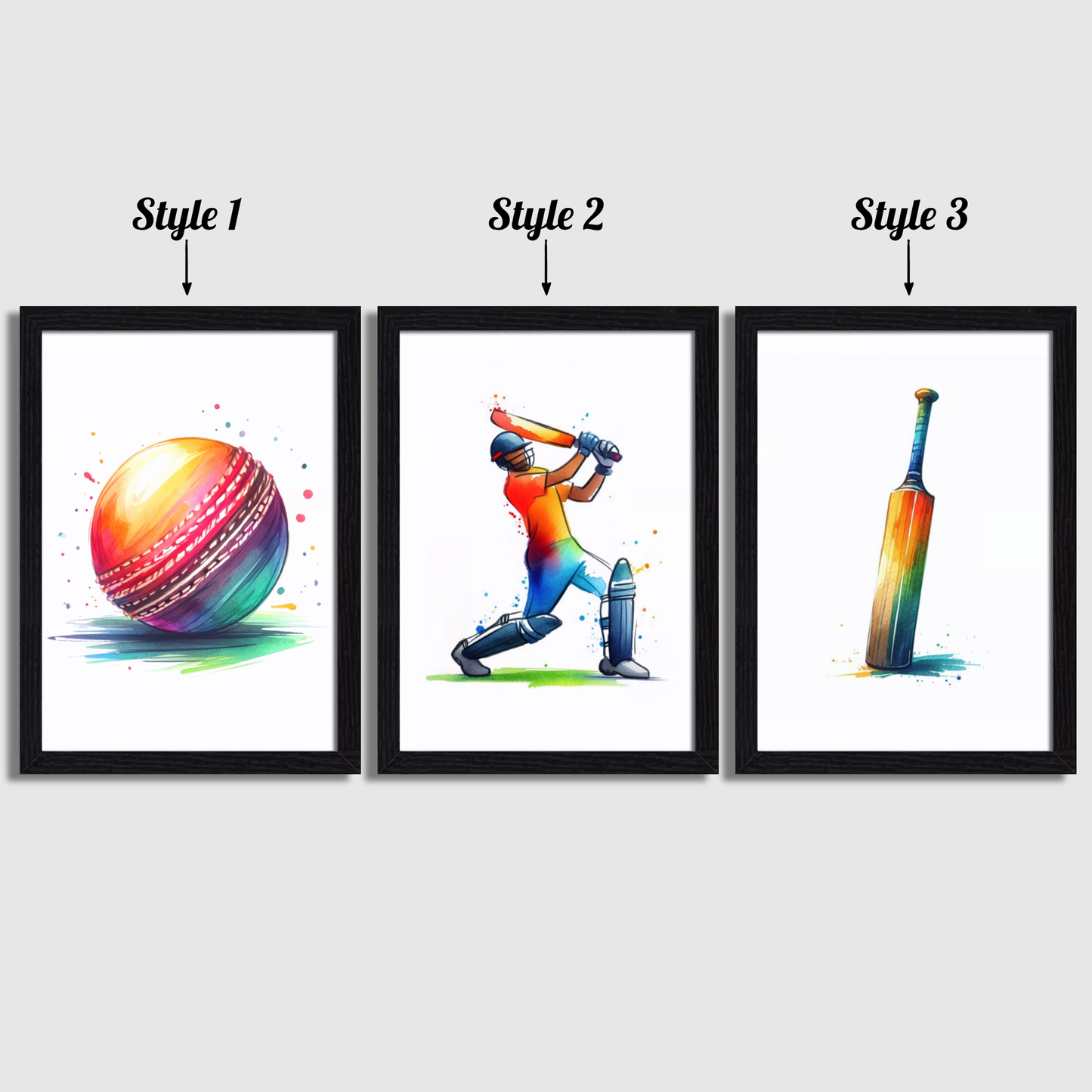 Watercolour Cricket Print Set