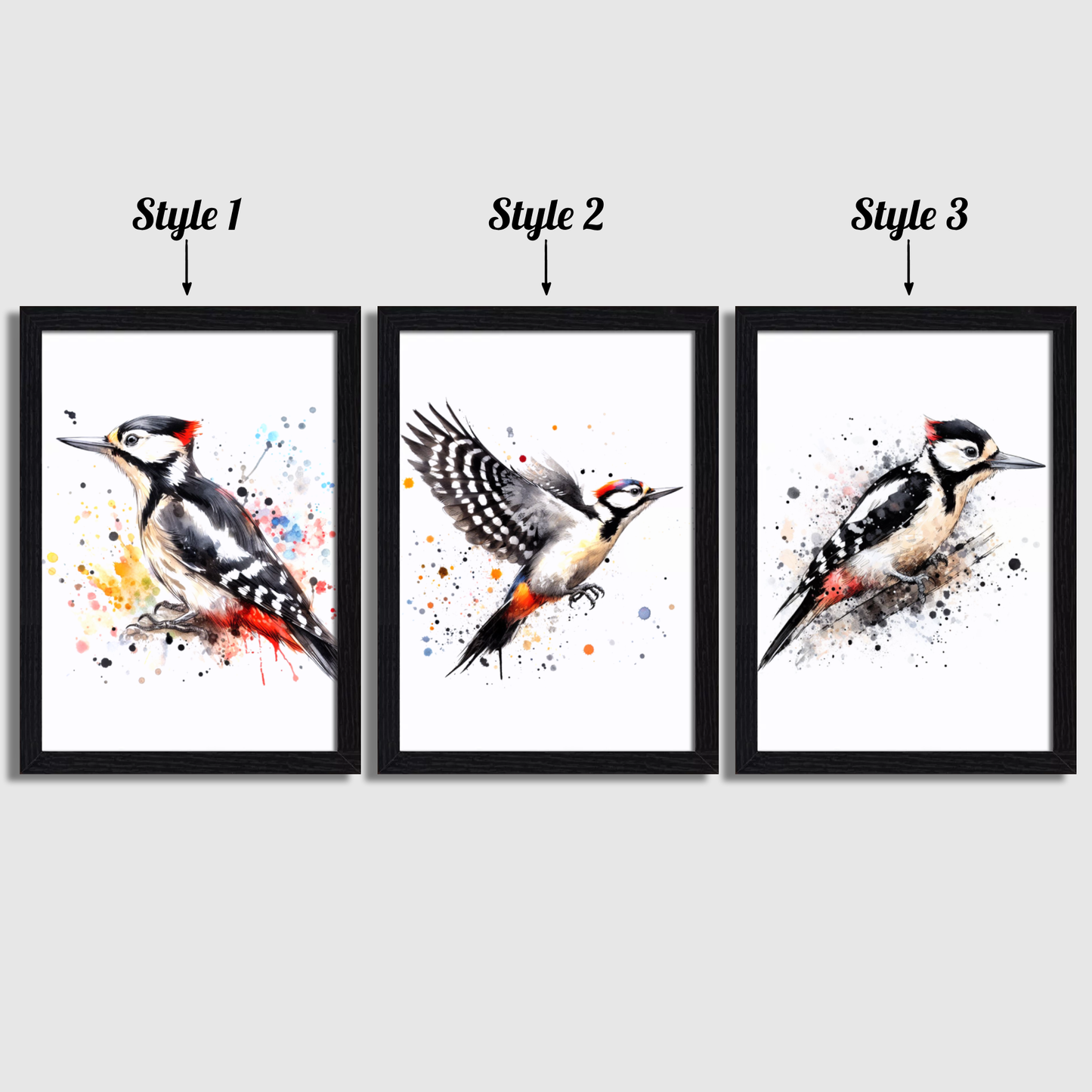 Watercolour Woodpecker Print Set