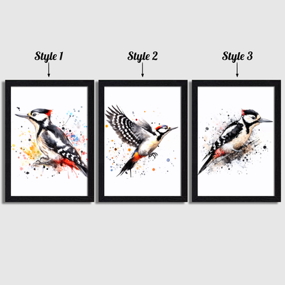 Watercolour Woodpecker Print Set