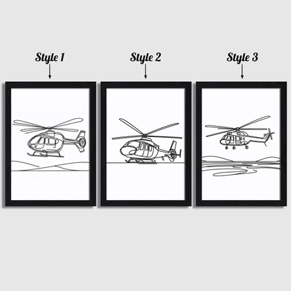 Helicopter Line Art Print Set