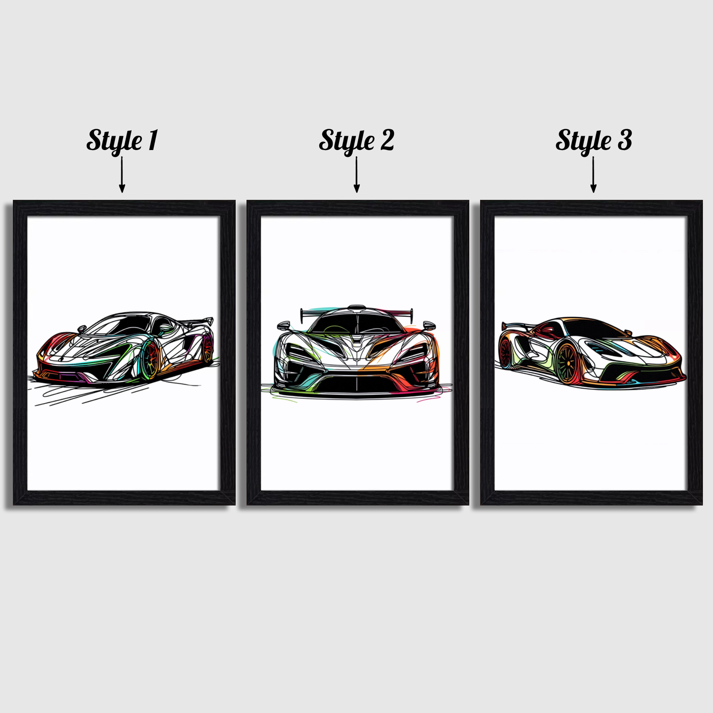 Colourful Car Print Set