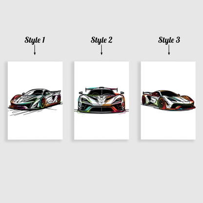Colourful Car Print Set