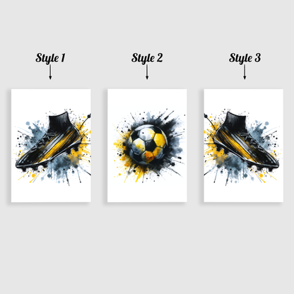Black & Yellow Football Print Set