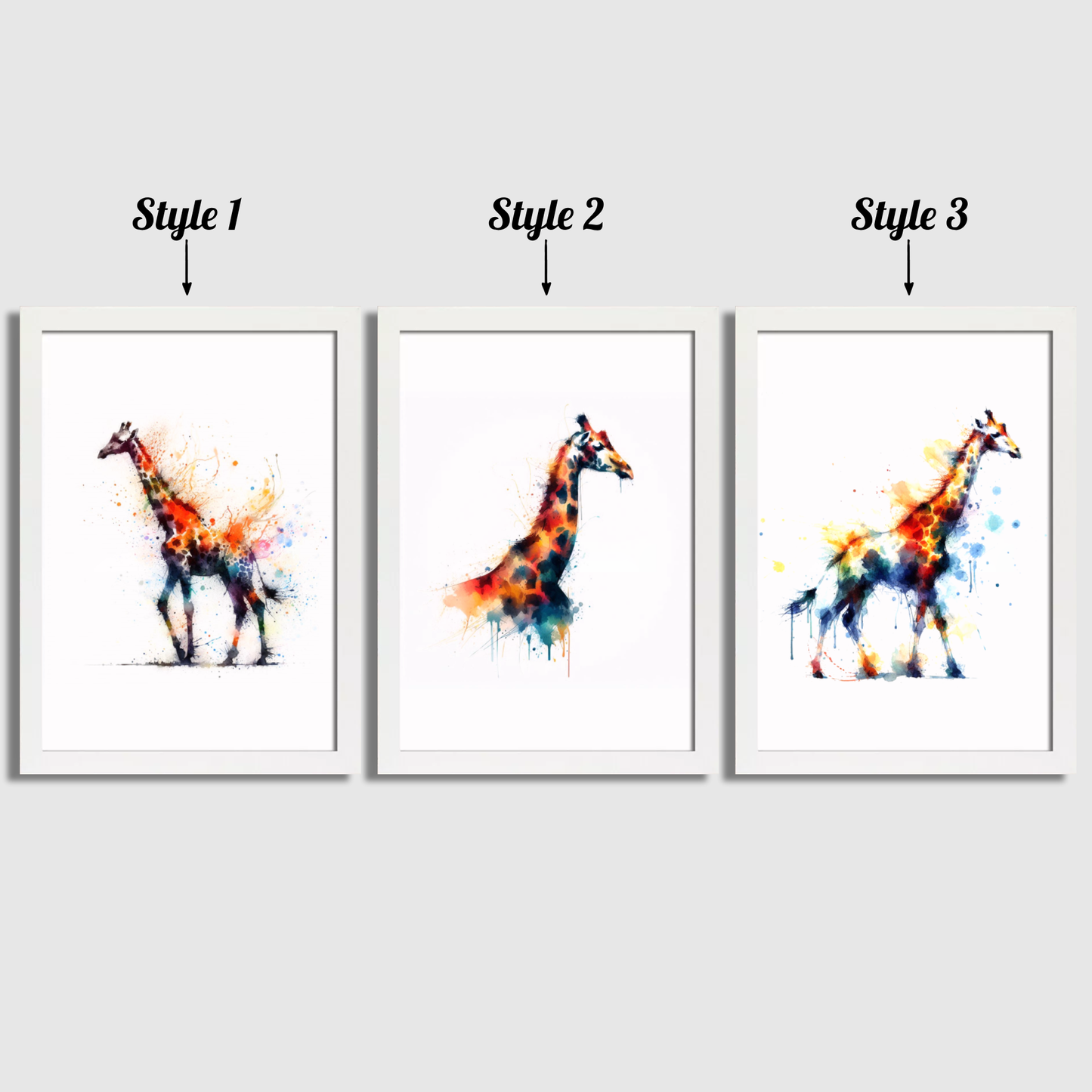 Watercolour Giraffe Print Set