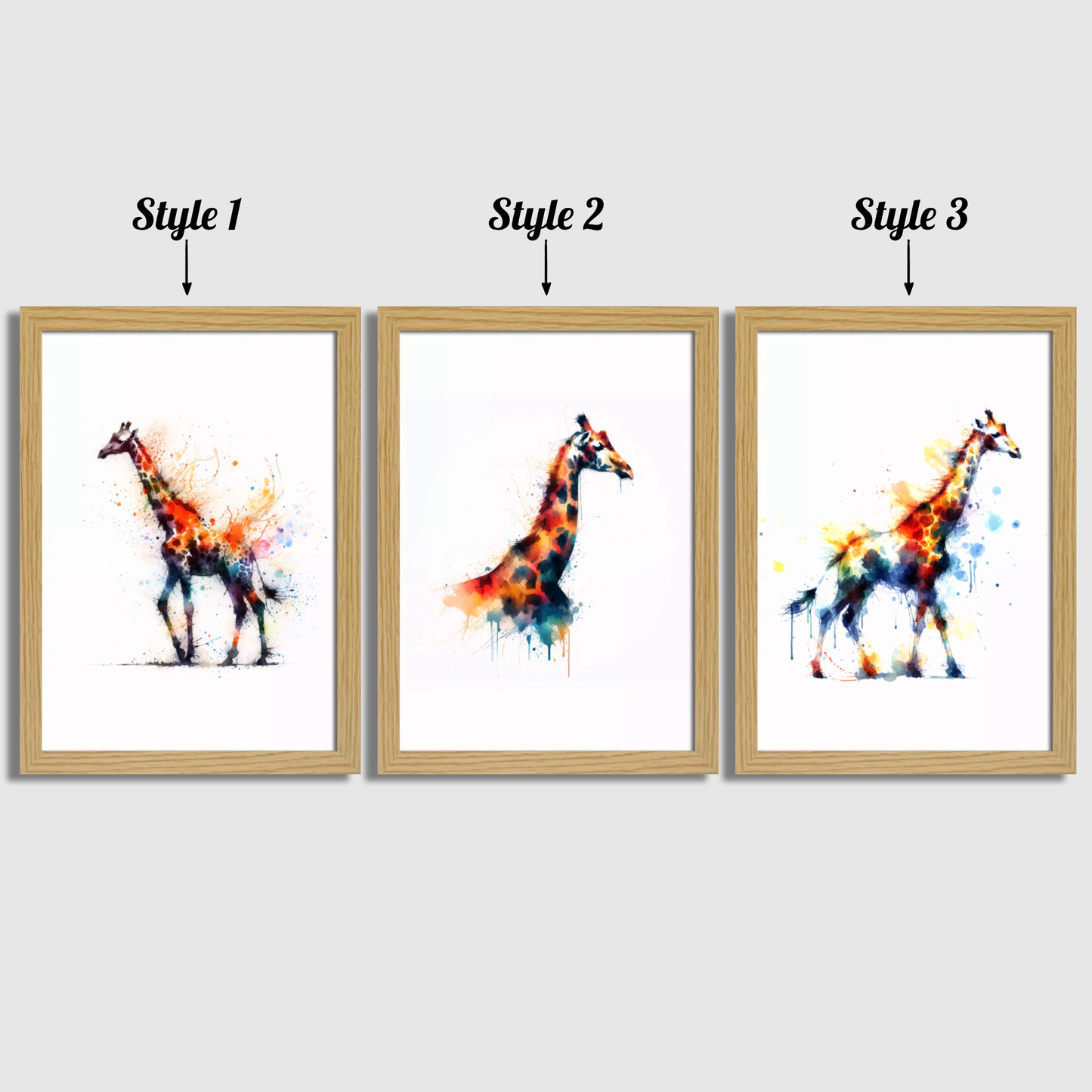 Watercolour Giraffe Print Set