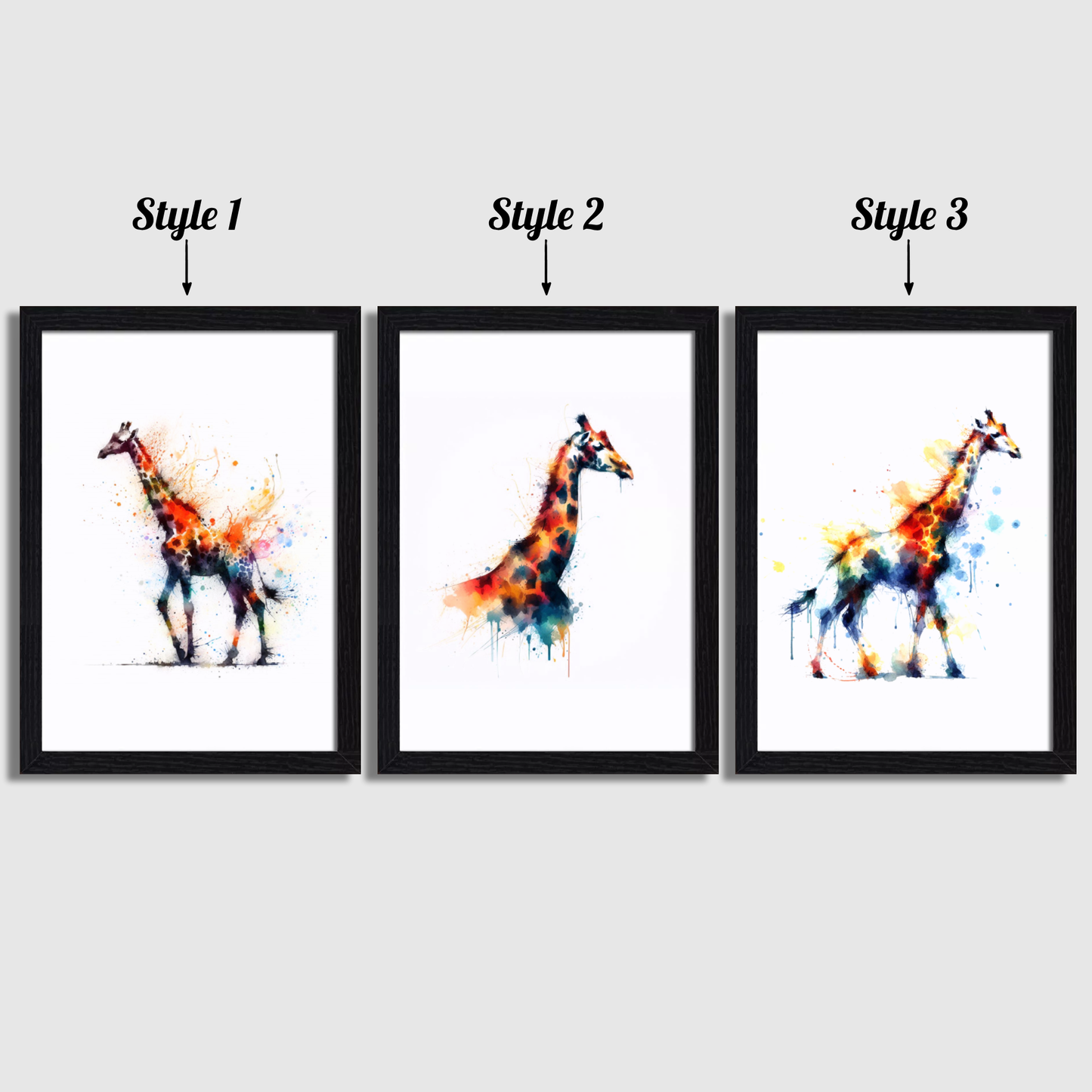 Watercolour Giraffe Print Set