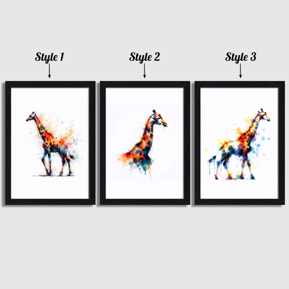 Watercolour Giraffe Print Set