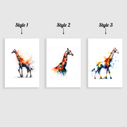 Watercolour Giraffe Print Set