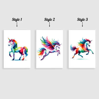 Colourful Unicorn Print Set