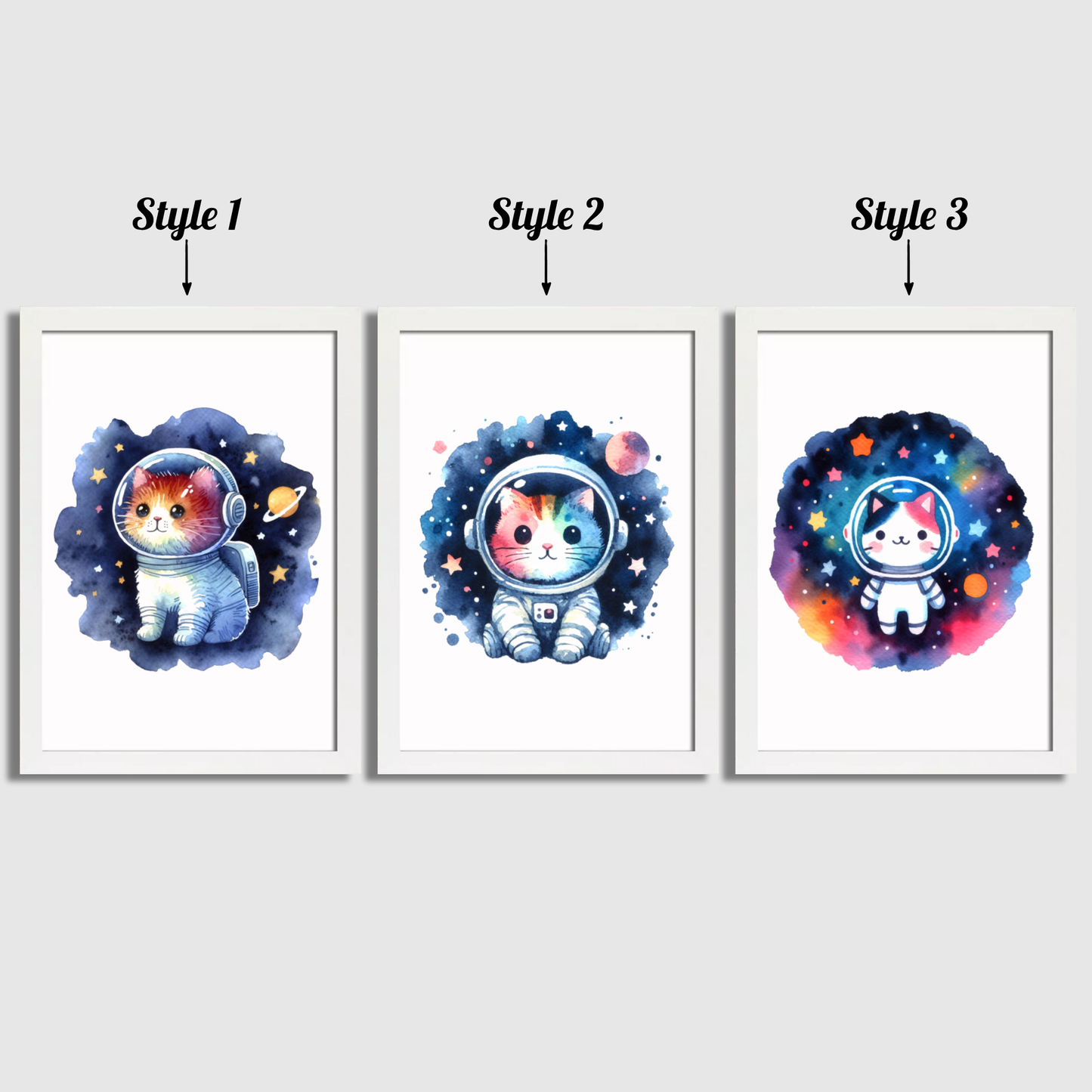 Cat Astronaut Print Set