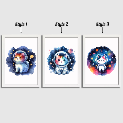 Cat Astronaut Print Set